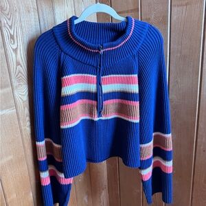 Free People Cropped Ribbed Zip Sweater – Size XL